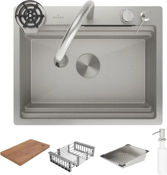 Мойка кухонная со смесителем Roxen Stage 560250-60-S - фото