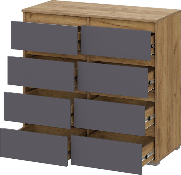 Комод Тащи в дом Люмо КМ 04 8 ящиков (дуб крафт золото/серый)