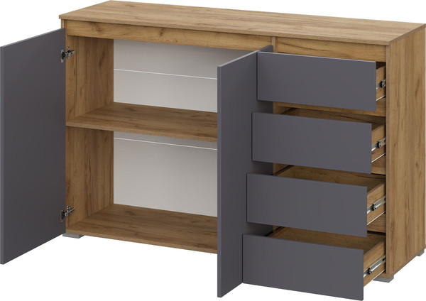 Тумба Тащи в дом Люмо КМ 06 4 фасада справа (дуб крафт золото/серый)