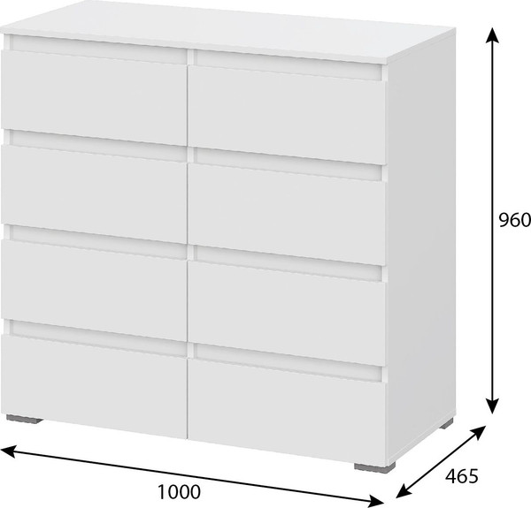 Комод Тащи в дом Люмо КМ 04 8 ящиков (белый/белый)