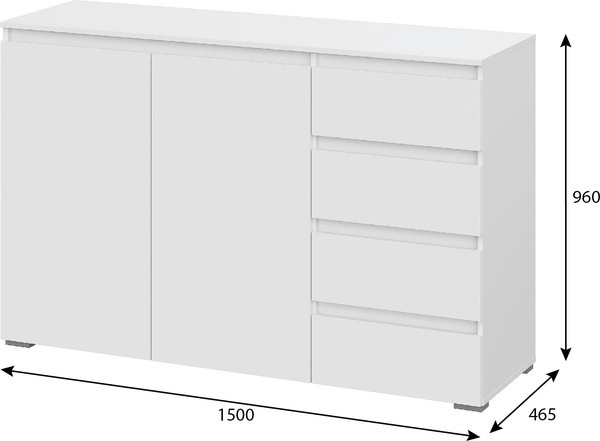 Тумба Тащи в дом Люмо КМ 06 4 фасада справа (белый/белый)