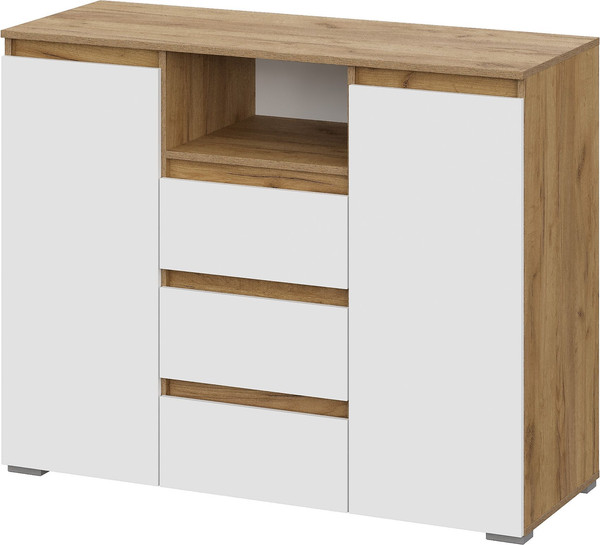 Тумба Тащи в дом Люмо КМ 01 (дуб крафт золото/белый) - фото