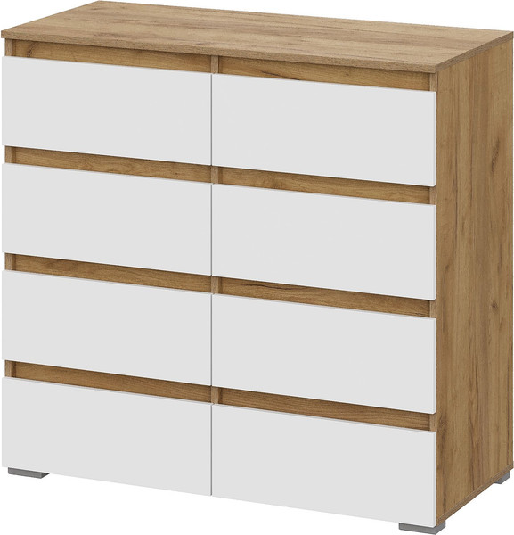 Комод Тащи в дом Люмо КМ 04 8 ящиков (дуб крафт золото/белый) - фото