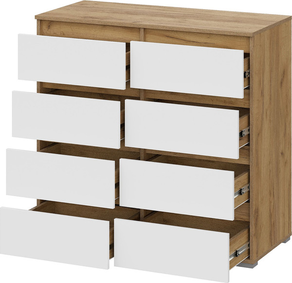 Комод Тащи в дом Люмо КМ 04 8 ящиков (дуб крафт золото/белый)