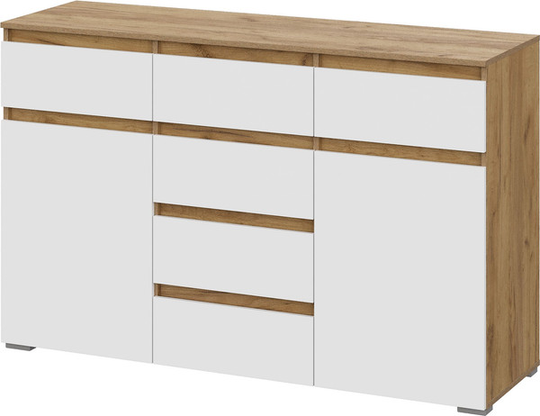 Тумба Тащи в дом Люмо КМ 05 6 ящиков (дуб крафт золото/белый) - фото