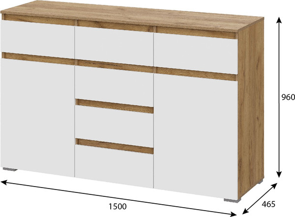 Тумба Тащи в дом Люмо КМ 05 6 ящиков (дуб крафт золото/белый)