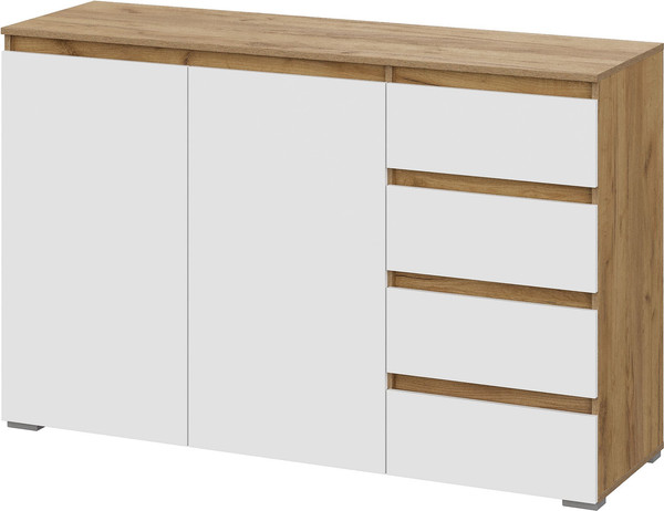 Тумба Тащи в дом Люмо КМ 06 4 фасада справа (дуб крафт золото/белый) - фото