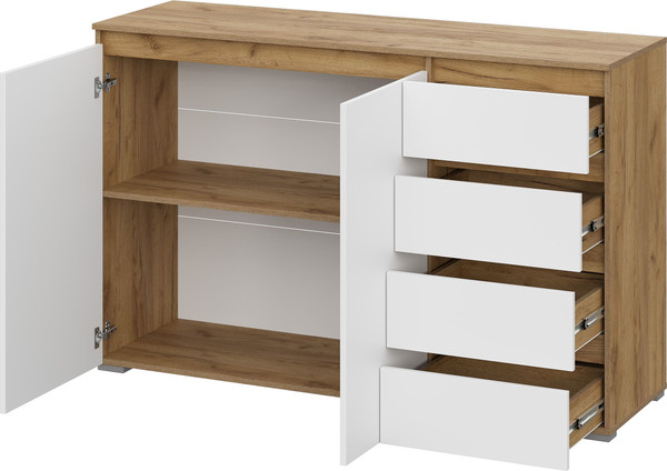 Тумба Тащи в дом Люмо КМ 06 4 фасада справа (дуб крафт золото/белый)