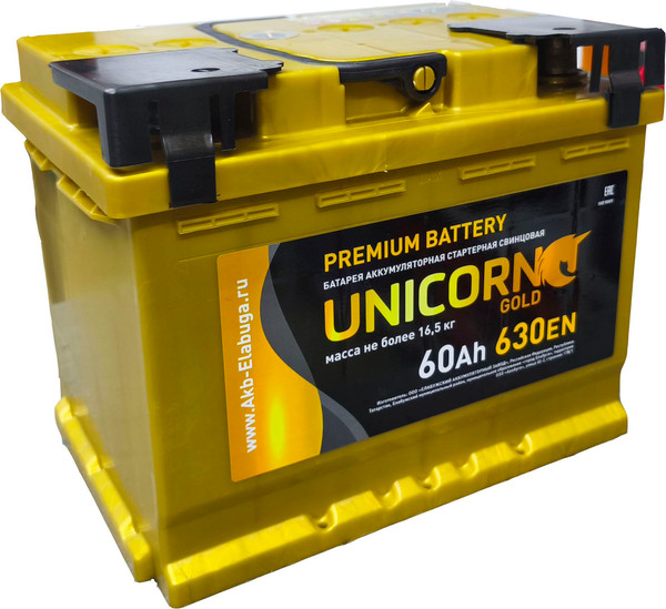 Автомобильный аккумулятор UnicorN Gold (0) 630A L2 6CT-60 / 060 255 K11 UG - фото