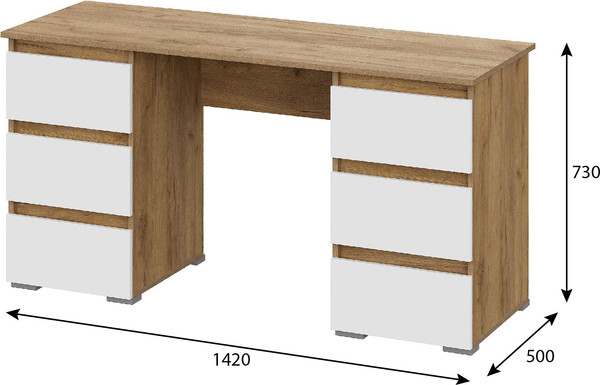 Письменный стол Тащи в дом Люмо с ящиками ПС 02 (дуб крафт золото/белый)
