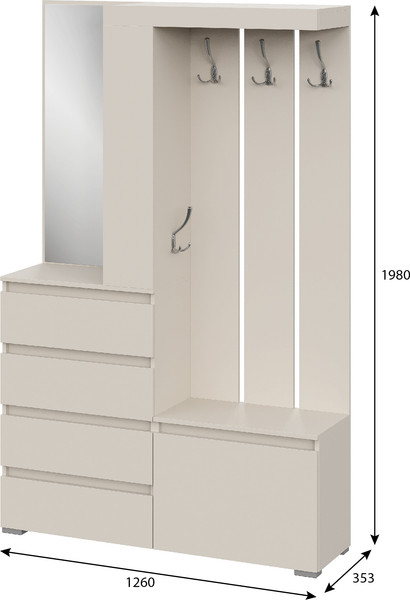 Секция в прихожую Тащи в дом Люмо 1260х1980х353