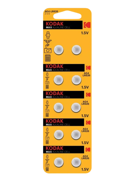 Комплект батареек Kodak MAX Button Cell AG4 (377) LR626 LR66 / KAG4-10 - фото