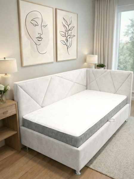 Односпальная кровать Elmax Катания 80x200 угол правый - фото