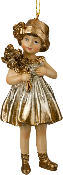 Елочная игрушка Erich Krause Decor. Девочка с цветами золотая / 64499 - фото