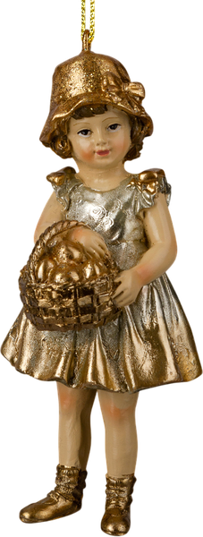 Елочная игрушка Erich Krause Decor. Девочка с корзинкой золотая / 64498 - фото