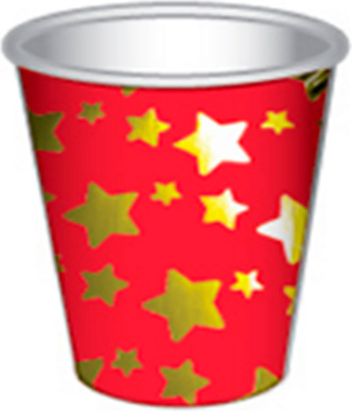 Набор бумажных стаканов Лекс Звезды Золото Красный 2 - фото