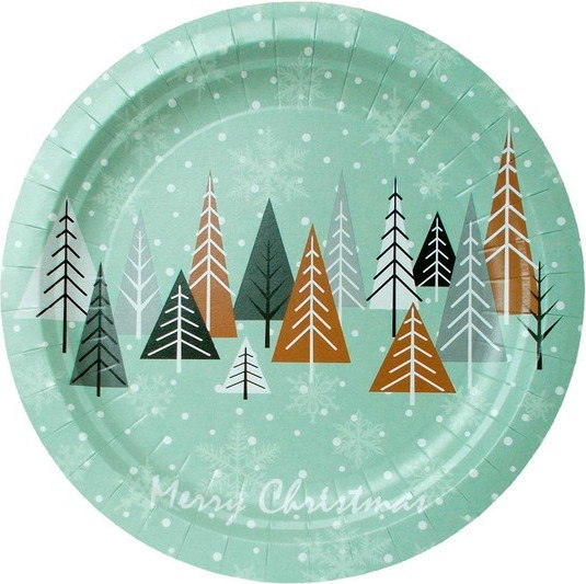 Набор одноразовых тарелок Лекс 6110 Елочки - фото