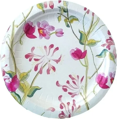 Набор одноразовых тарелок Лекс Цветы - фото