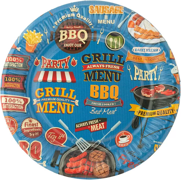 Набор одноразовых тарелок Лекс Барбекю Синие - фото