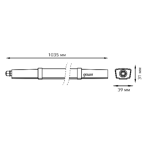 Светильник линейный Gauss Ultracompact IP65 1035x39x31.5мм 18Вт 1800lm 6500К / 143424318A