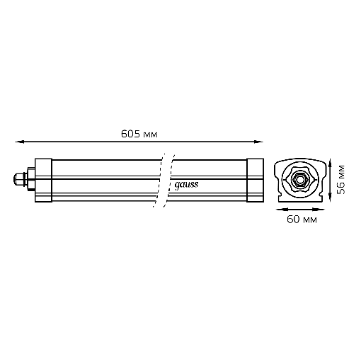 Светильник линейный Gauss Universal IP65 605x60x56мм 18Вт 1800lm 4000К / 843424218A