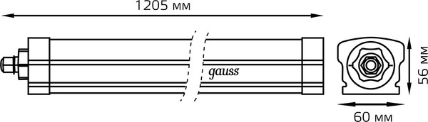 Светильник линейный Gauss Universal IP65 1205x60x56мм 36Вт 3600lm 6500К / 843425336A