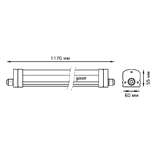 Светильник линейный Gauss Universal IP65 1170x60x55мм 36W 3630lm 6500K / 843425336