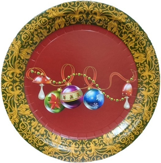 Набор одноразовых тарелок Лекс Новогодние шары - фото