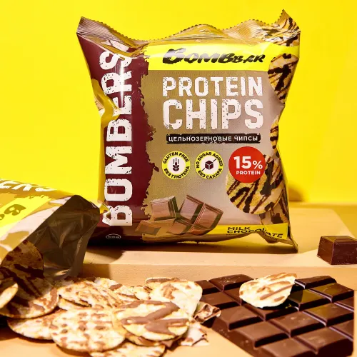 Протеиновые чипсы Bombbar Молочный шоколад