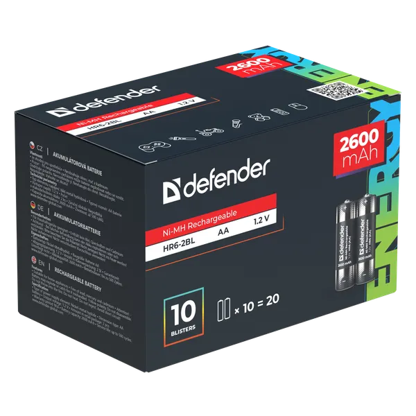 Комплект аккумуляторов Defender HR6-2BL 2600mAh АА Ni-MH / 56512