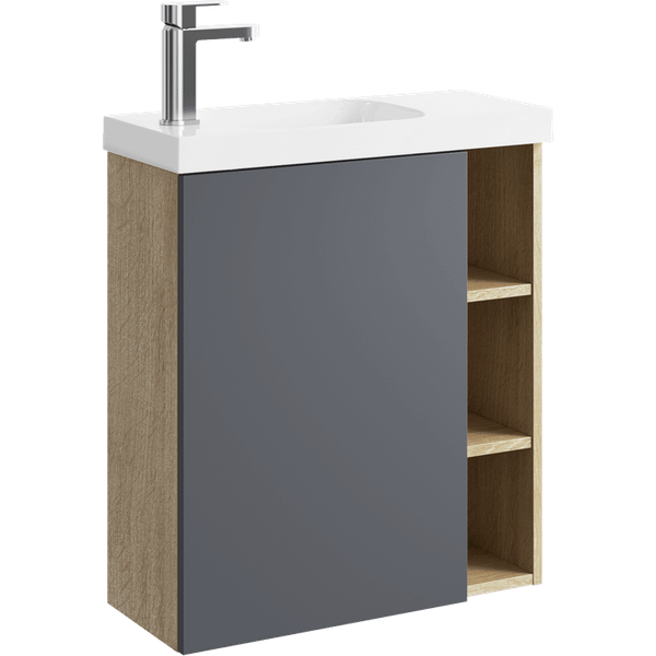 Тумба с умывальником Aqwella Alba ALB0106LDD + ALB0706GRМ + Compact Slim 60 CMPSL.06.04.D - фото