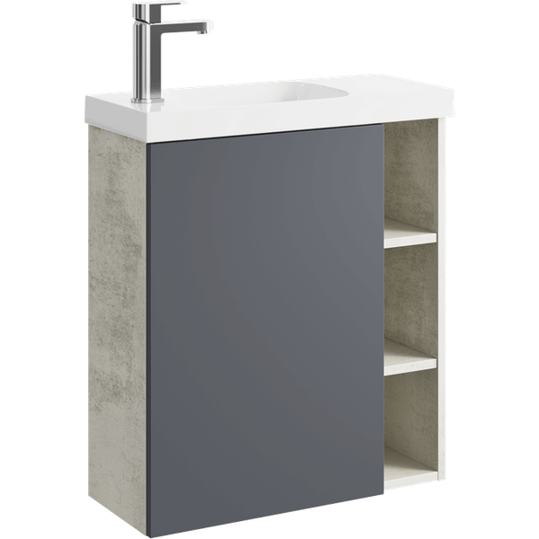 Тумба с умывальником Aqwella Alba ALB0106LLS + ALB0706GRМ + Compact Slim 60 CMPSL.06.04.D - фото