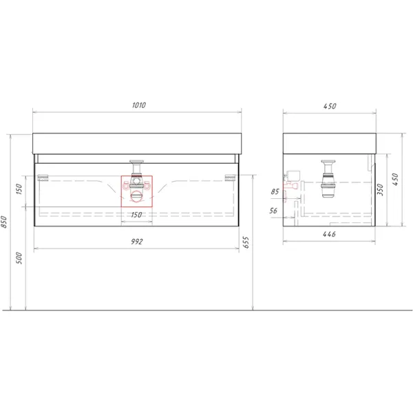 Тумба с умывальником Aqwella Geometria GE01102WM + Вилис / 4610119205164