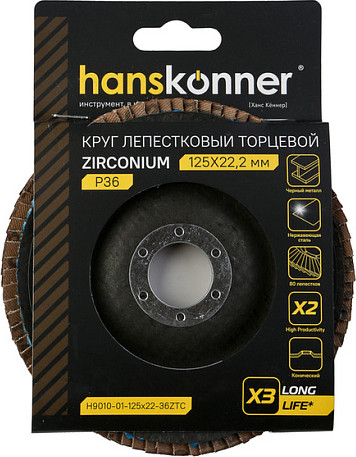Шлифовальный круг Hanskonner H9010-01-125x22-36ZTC