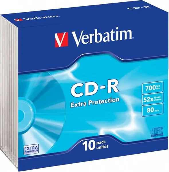 Набор дисков CD-R Verbatim Extra Protection 52x SlimCase 700MB / 43415 - фото