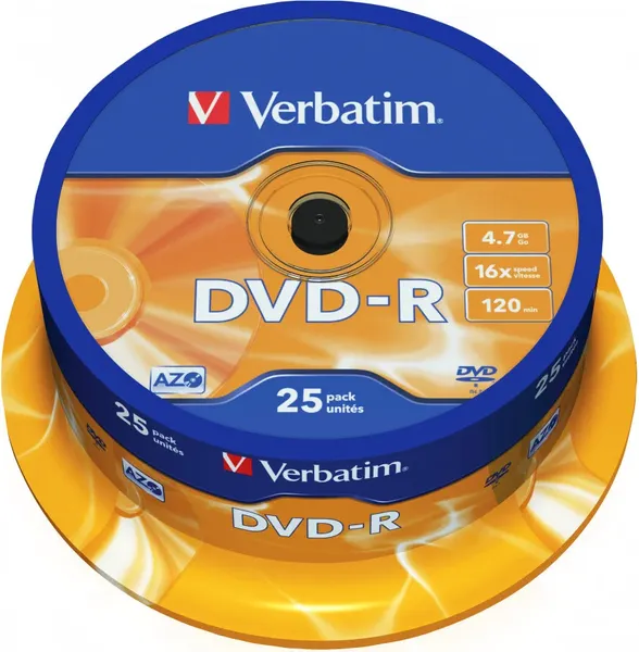 Набор дисков DVD-R Verbatim AZO Matt Silver CakeBox 4.7GB 16x / 43522 - фото