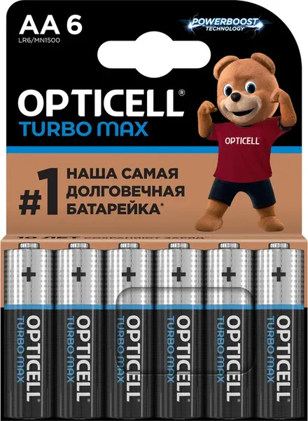 Комплект батареек Opticell Turbo MAX LR6 AA / 6053005 - фото