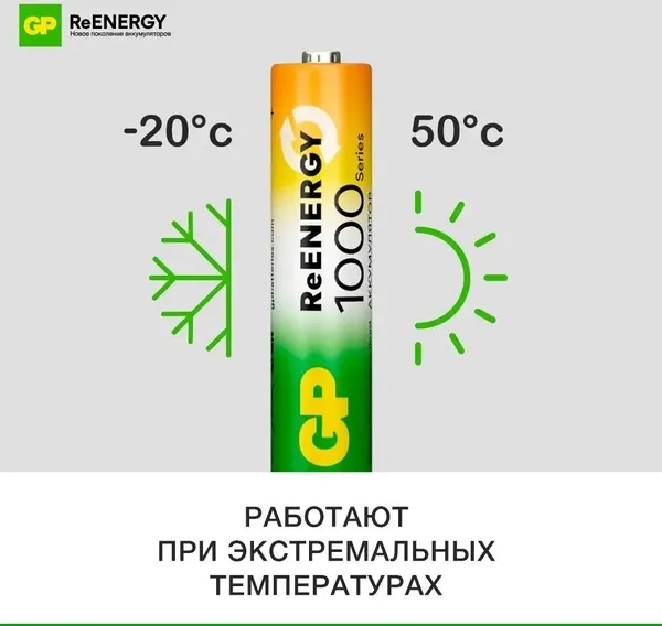 Комплект аккумуляторов GP Batteries 100AAAHCRGY-2CRCB2 AAA NiMH 930mAh
