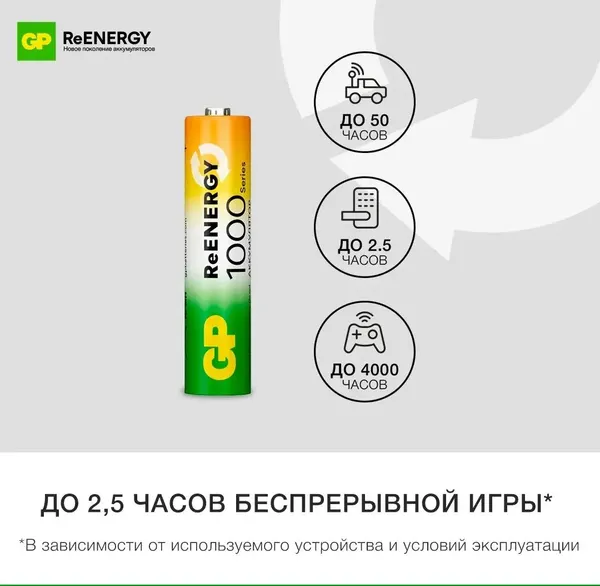 Комплект аккумуляторов GP Batteries 100AAAHC3/1RGY-2CRCB4 AAA NiMH 1000mAh