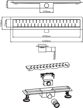 Трап для душа Diadonna DS44-60BL