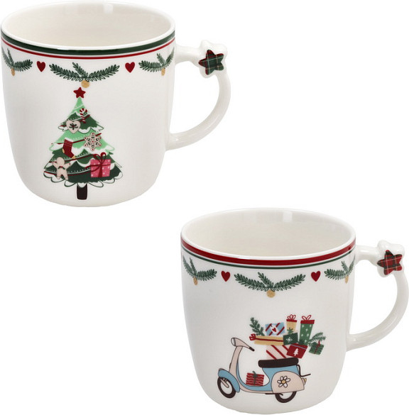 Набор кружек Andrea Fontebasso New Milk & Coffee Let It Snow Елка и мопед / NL614103042 - фото