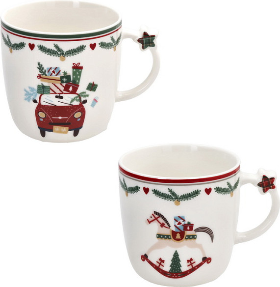 Набор кружек Andrea Fontebasso New Milk & Coffee Let It Snow Машинка и лошадка / NL614093042 - фото