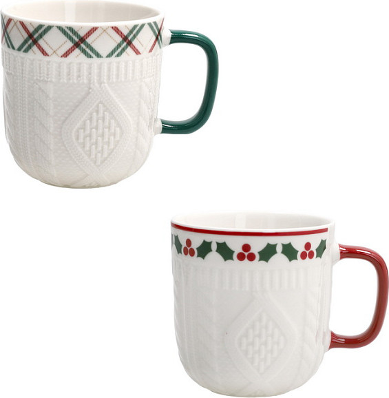 Набор кружек Andrea Fontebasso New Milk & Coffee Let It Snow Ягоды и клетка / NL614043042 - фото