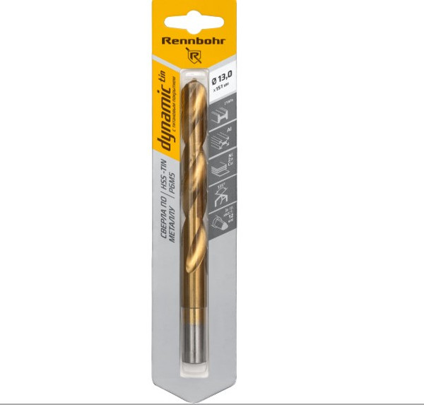Сверло Rennbohr Dinamic-TIN Р9М3 13.0x151мм / 667130 - фото