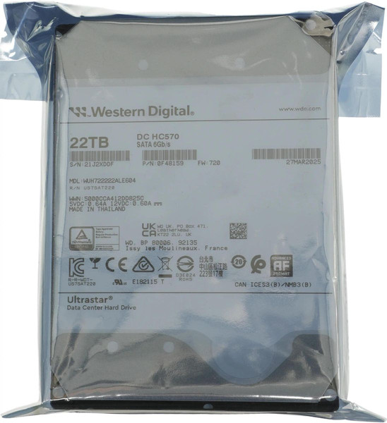 Жесткий диск Western Digital Ultrastar DC HC570 22TB (WUH722222ALE604/0F48159)