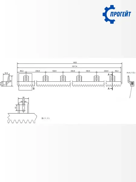 Рейка для ворот Прогейт S6KIT2