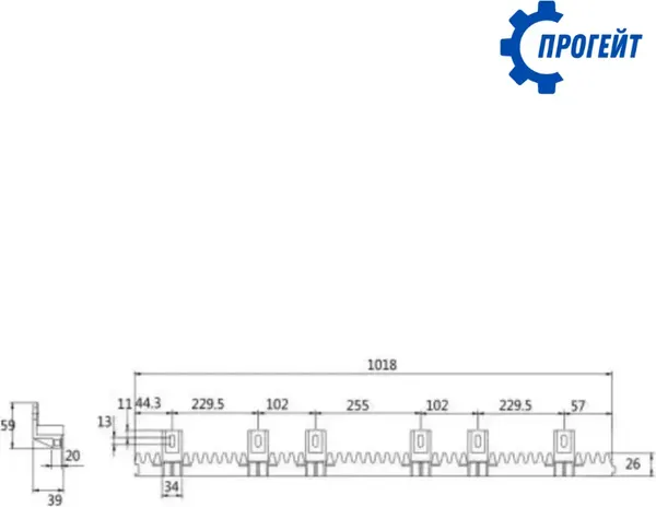 Рейка для ворот Прогейт N6KIT10