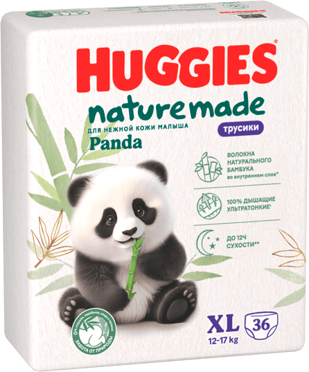 Подгузники-трусики детские Huggies Naturemade Mega 12-17кг - фото