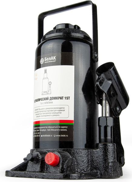 Бутылочный домкрат БелАК TUV 2 клапана 15т. БАК00034
