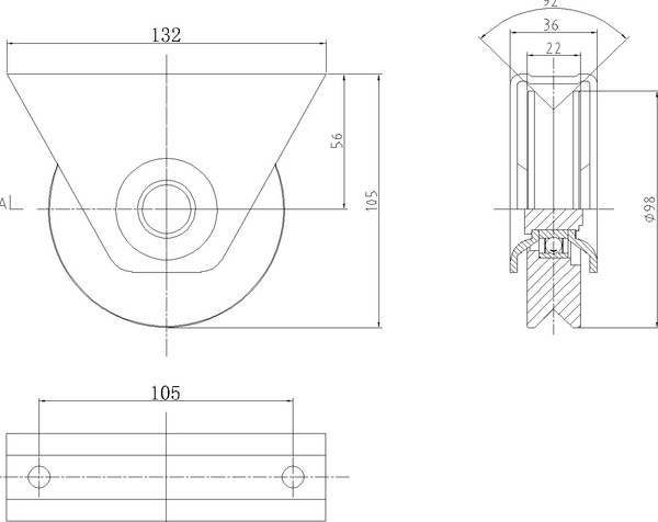Опора роликовая для ворот Прогейт HT1V100